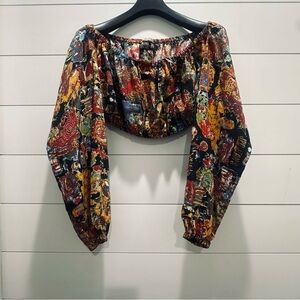 RARE Vintage JPG Jeans Colorful Off-Shoulder Women's Top